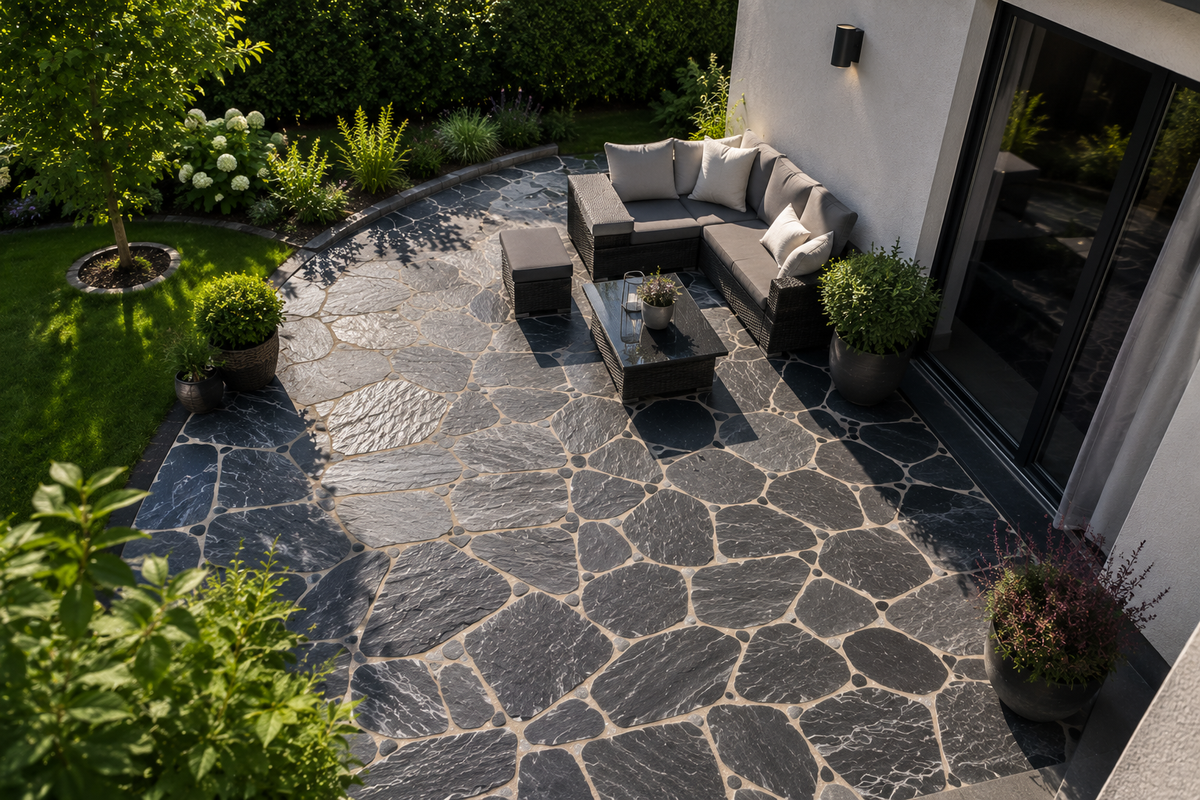 Schiefer Polygonalplatten Negra für Terrassen je Palette
