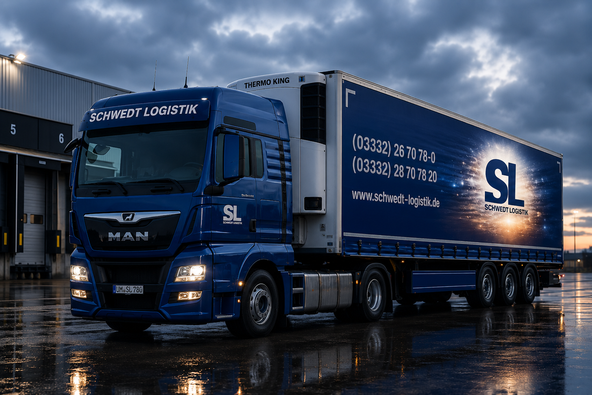 Moderner Thermo-LKW von Schwedt Logistik für nationale und internationale Transporte